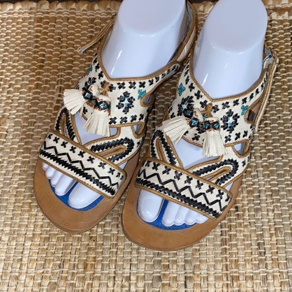 Meher Kakalin Anthropologie leather beaded sandals - Picture 1 of 16